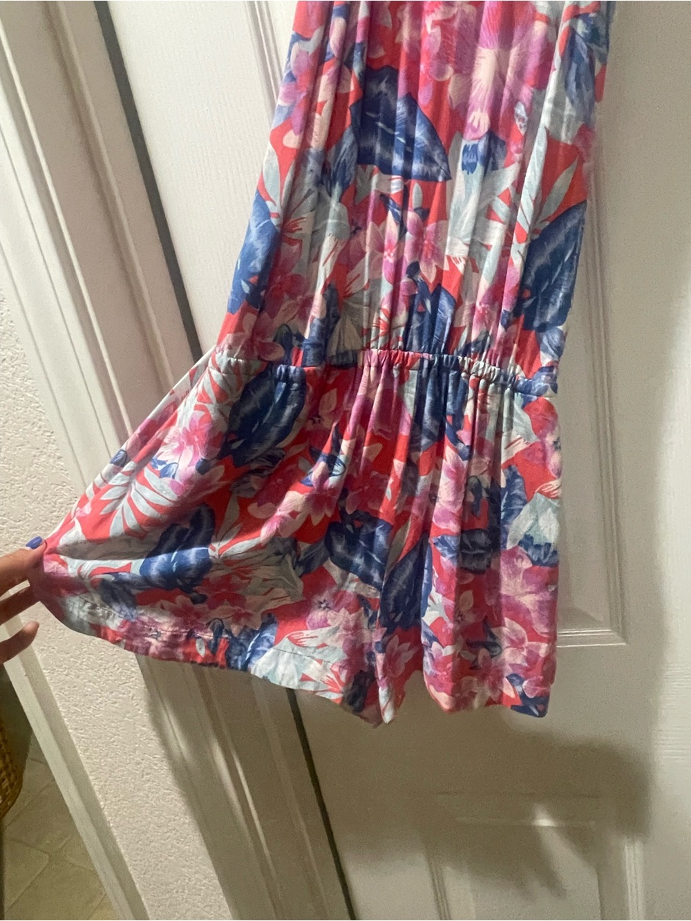 American Eagle Outfitters Pink and Blue Floral Romper